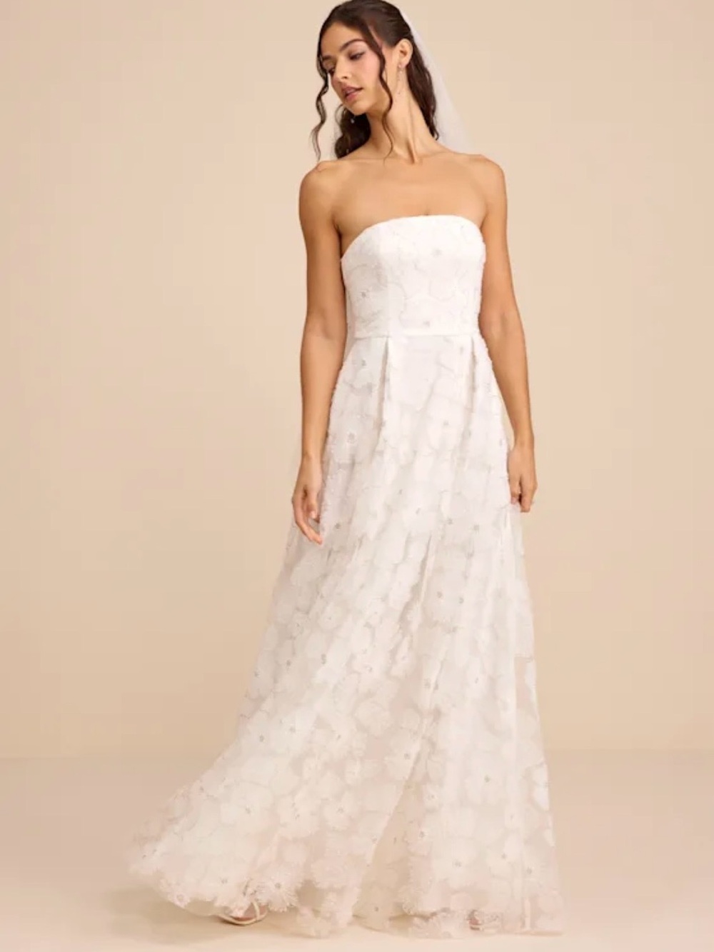 Lulus Elysande Strapless White Embroidered Maxi Dress XL NWT